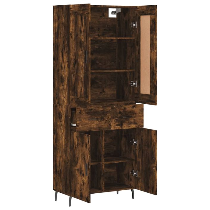 Buffet haut Chêne fumé 69,5x34x180 cm Bois d'ingénierie - Photo n°4