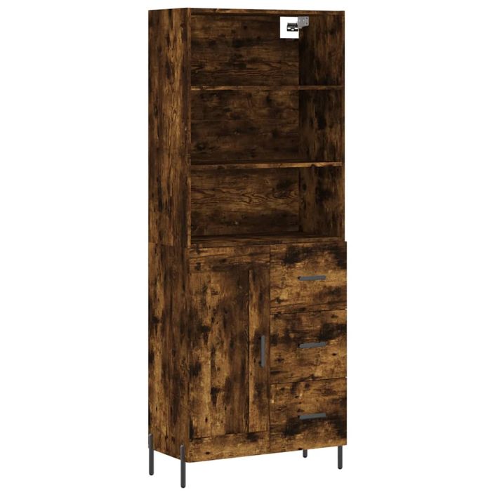 Buffet haut Chêne fumé 69,5x34x180 cm Bois d'ingénierie - Photo n°1