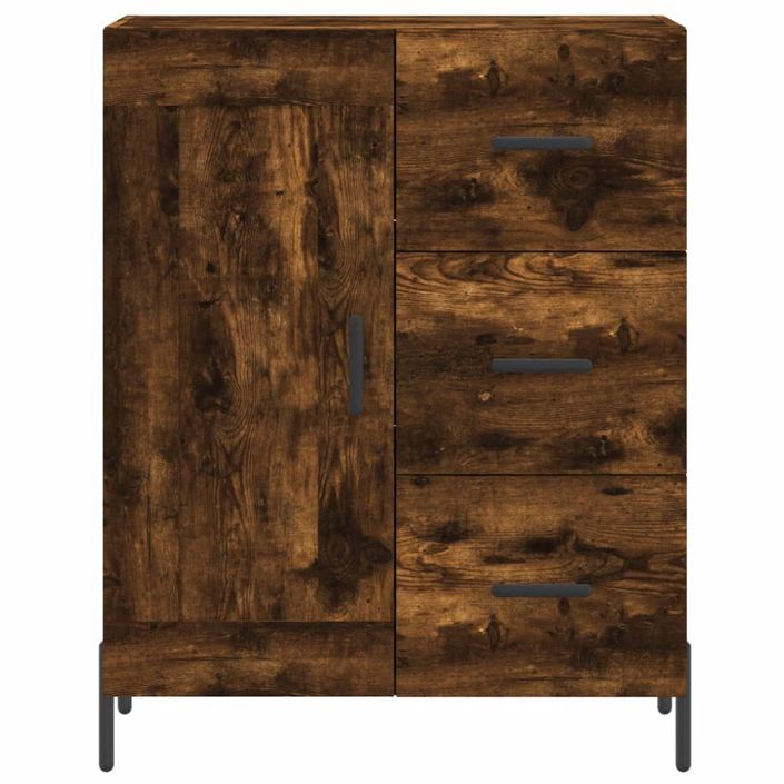 Buffet haut Chêne fumé 69,5x34x180 cm Bois d'ingénierie - Photo n°8