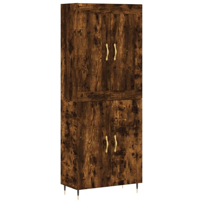 Buffet haut Chêne fumé 69,5x34x180 cm Bois d'ingénierie - Photo n°1