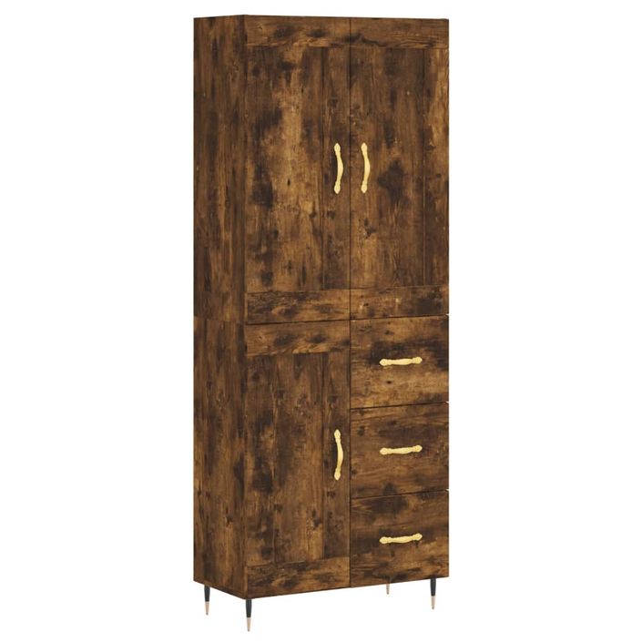 Buffet haut Chêne fumé 69,5x34x180 cm Bois d'ingénierie - Photo n°1