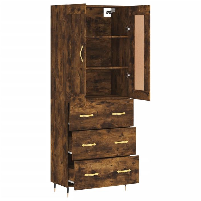 Buffet haut Chêne fumé 69,5x34x180 cm Bois d'ingénierie - Photo n°4