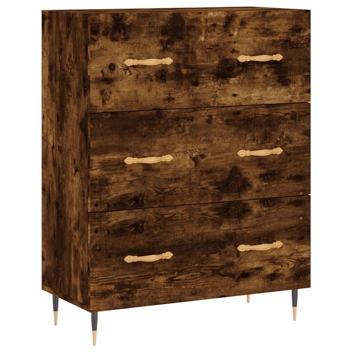 Buffet haut Chêne fumé 69,5x34x180 cm Bois d'ingénierie - Photo n°7