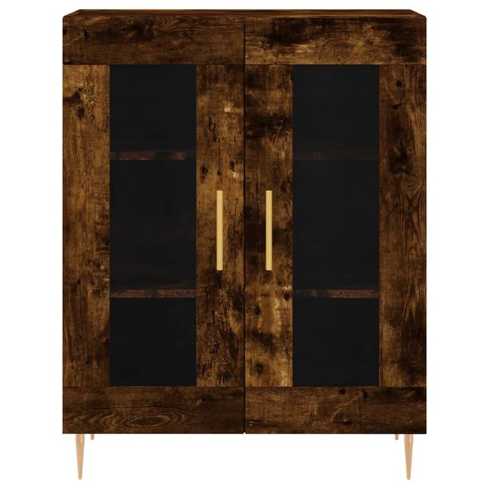 Buffet haut Chêne fumé 69,5x34x180 cm Bois d'ingénierie - Photo n°8