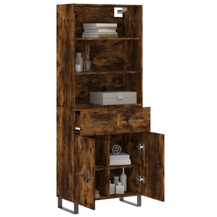 Buffet haut Chêne fumé 69,5x34x180 cm Bois d'ingénierie - Photo n°3