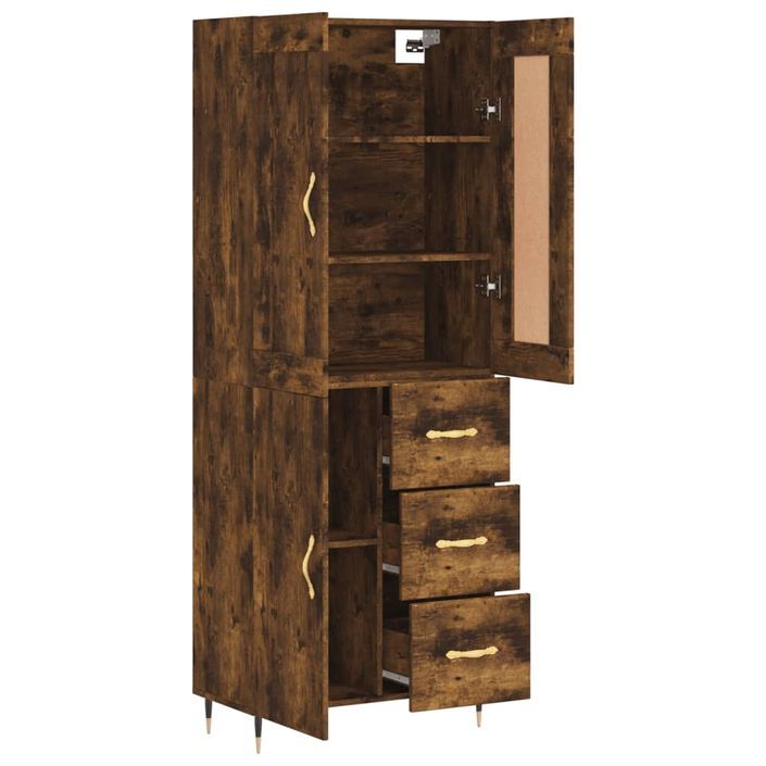 Buffet haut Chêne fumé 69,5x34x180 cm Bois d'ingénierie - Photo n°4