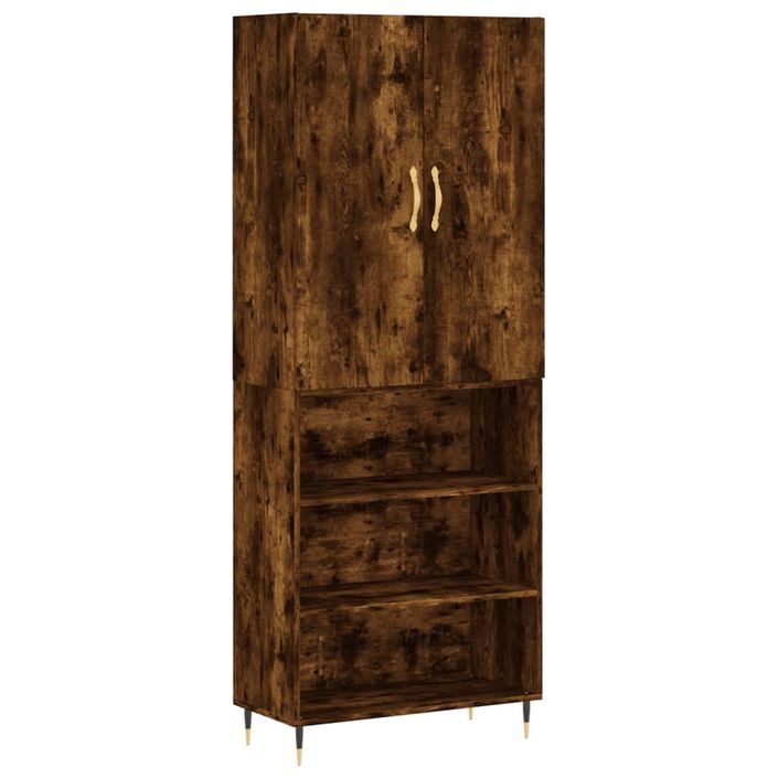 Buffet haut Chêne fumé 69,5x34x180 cm Bois d'ingénierie - Photo n°1