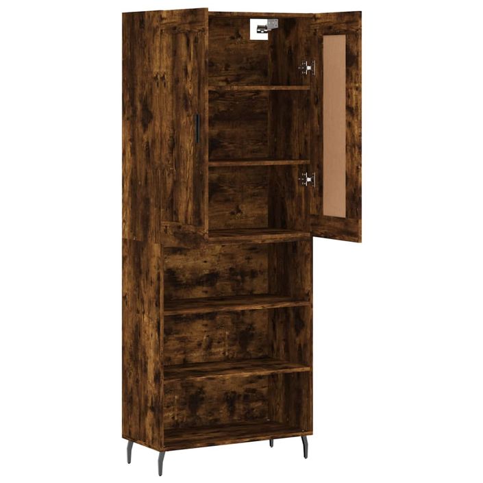 Buffet haut Chêne fumé 69,5x34x180 cm Bois d'ingénierie - Photo n°4