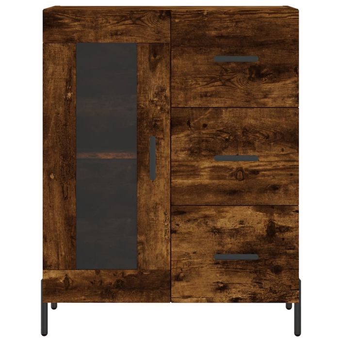 Buffet haut Chêne fumé 69,5x34x180 cm Bois d'ingénierie - Photo n°8