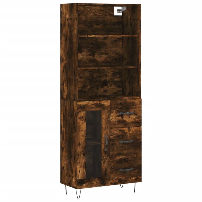 Buffet haut Chêne fumé 69,5x34x180 cm Bois d'ingénierie - Photo n°1