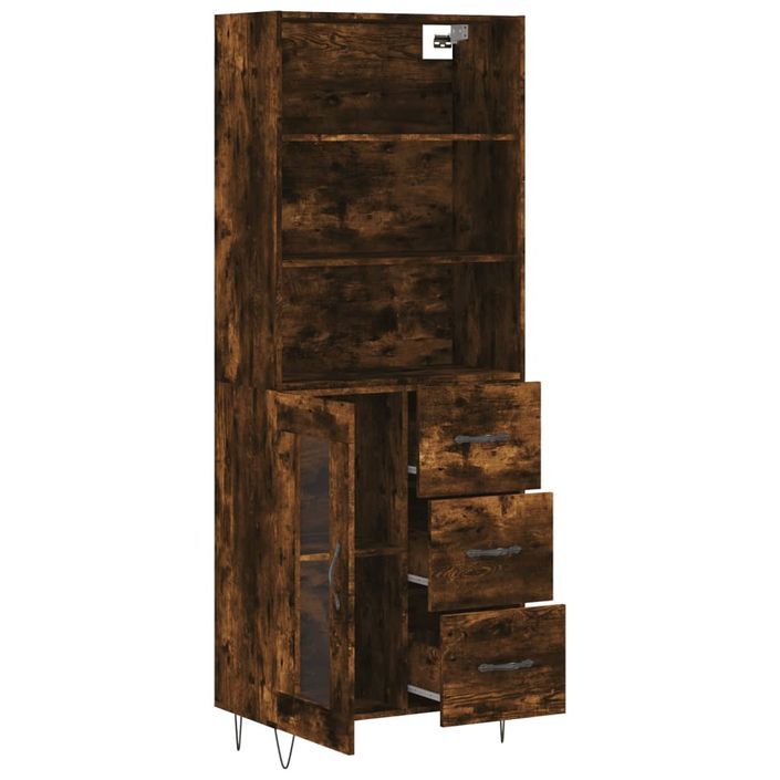 Buffet haut Chêne fumé 69,5x34x180 cm Bois d'ingénierie - Photo n°4