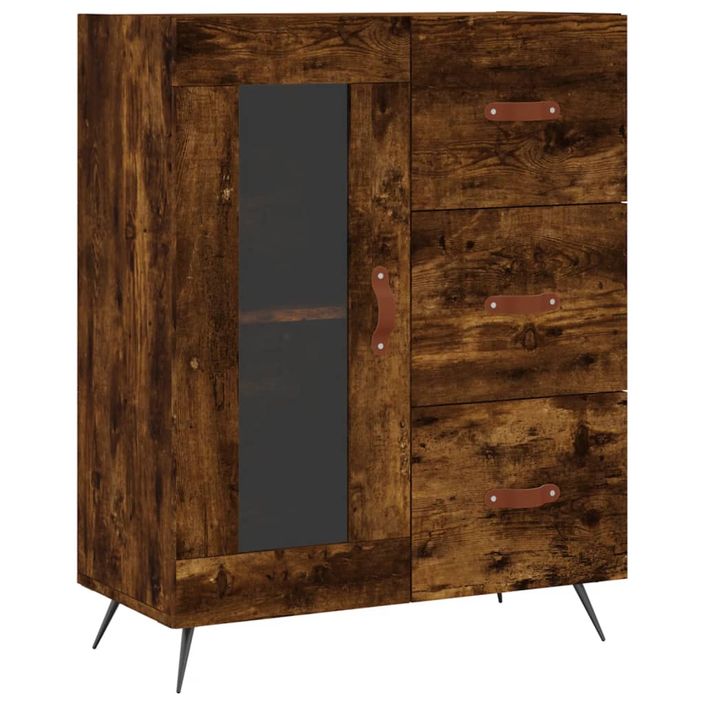 Buffet haut Chêne fumé 69,5x34x180 cm Bois d'ingénierie - Photo n°7