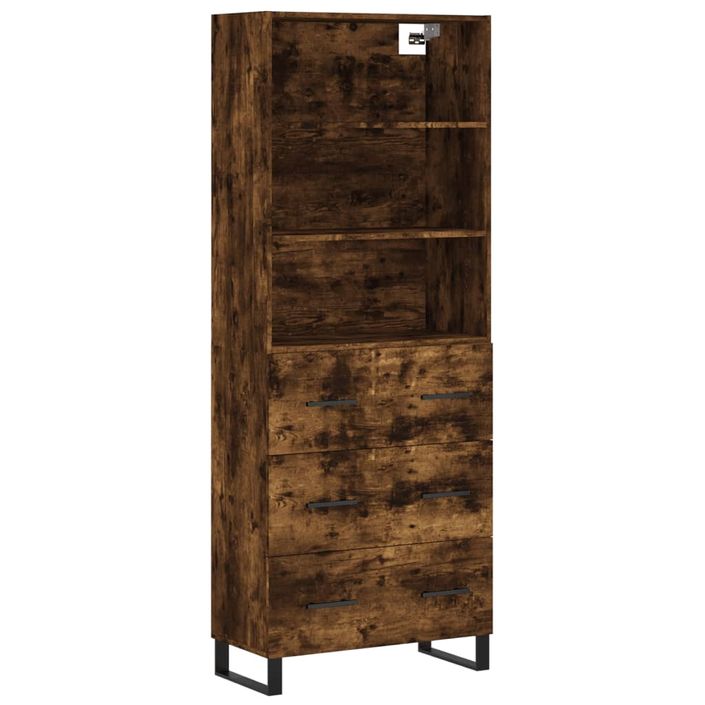 Buffet haut Chêne fumé 69,5x34x180 cm Bois d'ingénierie - Photo n°1