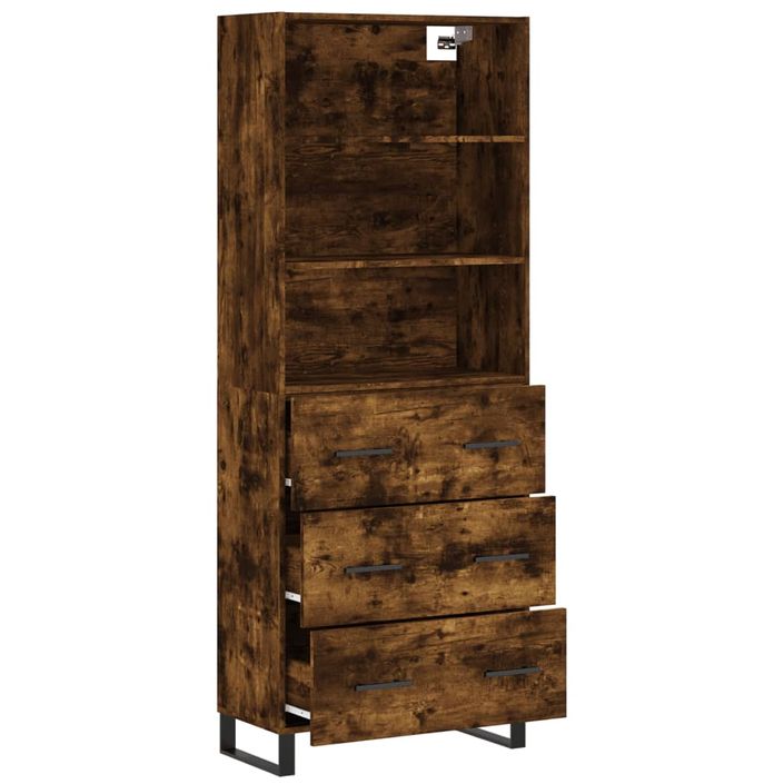 Buffet haut Chêne fumé 69,5x34x180 cm Bois d'ingénierie - Photo n°4