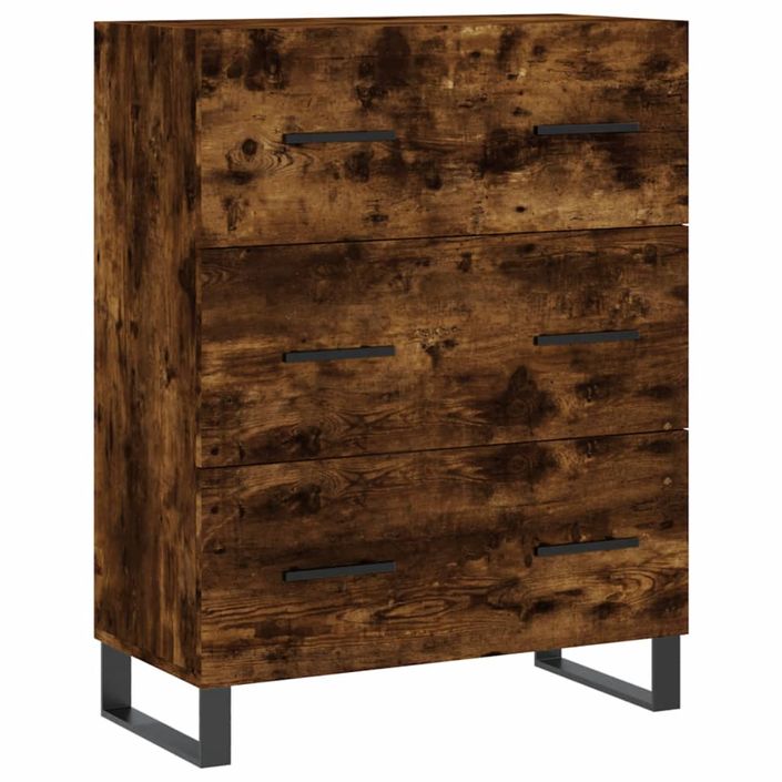 Buffet haut Chêne fumé 69,5x34x180 cm Bois d'ingénierie - Photo n°7