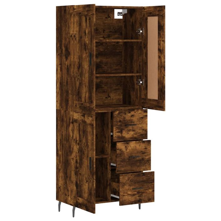 Buffet haut Chêne fumé 69,5x34x180 cm Bois d'ingénierie - Photo n°4