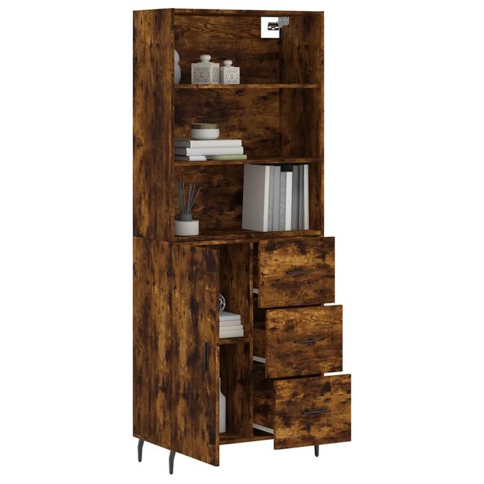 Buffet haut Chêne fumé 69,5x34x180 cm Bois d'ingénierie - Photo n°3