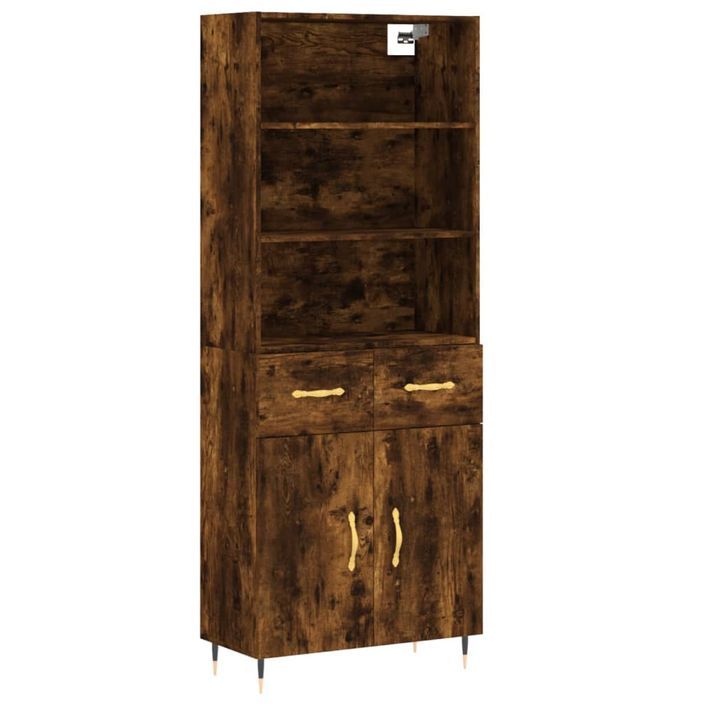 Buffet haut Chêne fumé 69,5x34x180 cm Bois d'ingénierie - Photo n°1