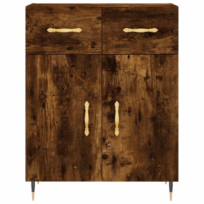 Buffet haut Chêne fumé 69,5x34x180 cm Bois d'ingénierie - Photo n°8