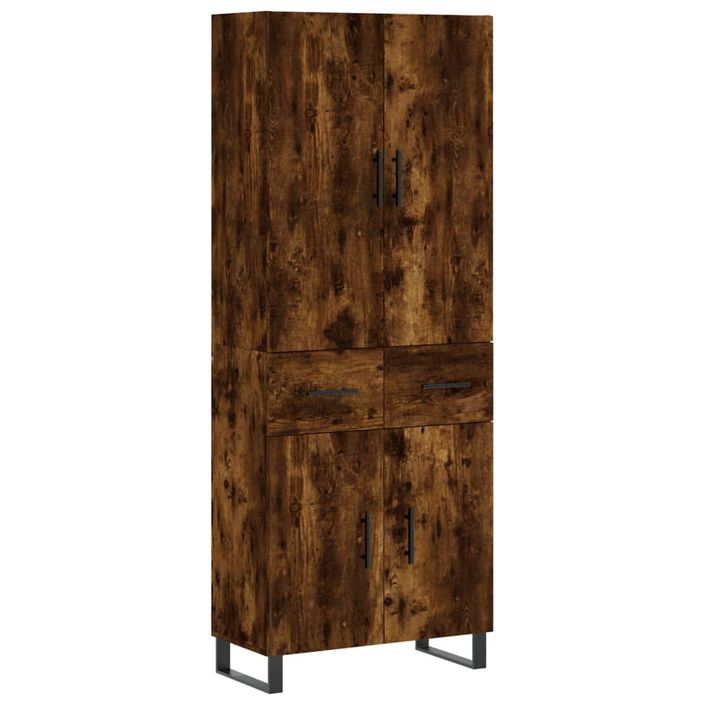 Buffet haut Chêne fumé 69,5x34x180 cm Bois d'ingénierie - Photo n°1