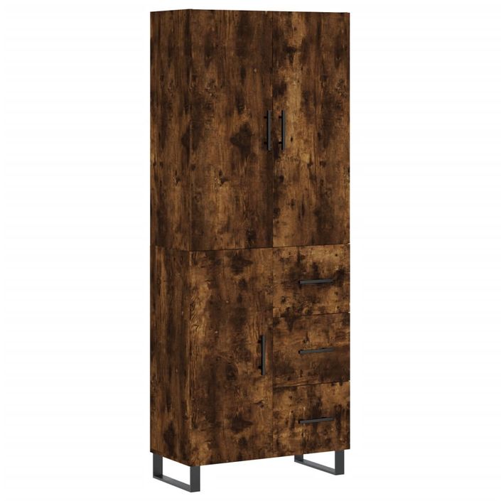 Buffet haut Chêne fumé 69,5x34x180 cm Bois d'ingénierie - Photo n°1