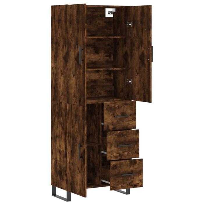 Buffet haut Chêne fumé 69,5x34x180 cm Bois d'ingénierie - Photo n°4