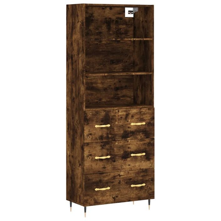 Buffet haut Chêne fumé 69,5x34x180 cm Bois d'ingénierie - Photo n°1