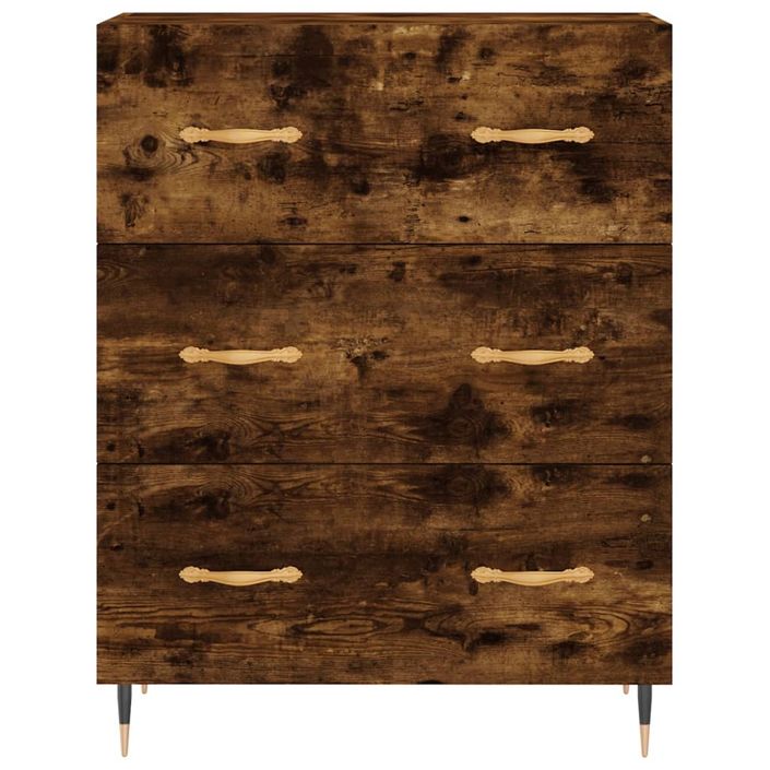 Buffet haut Chêne fumé 69,5x34x180 cm Bois d'ingénierie - Photo n°8