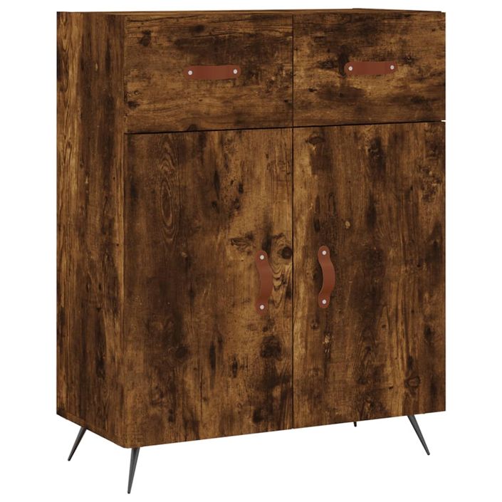 Buffet haut Chêne fumé 69,5x34x180 cm Bois d'ingénierie - Photo n°7