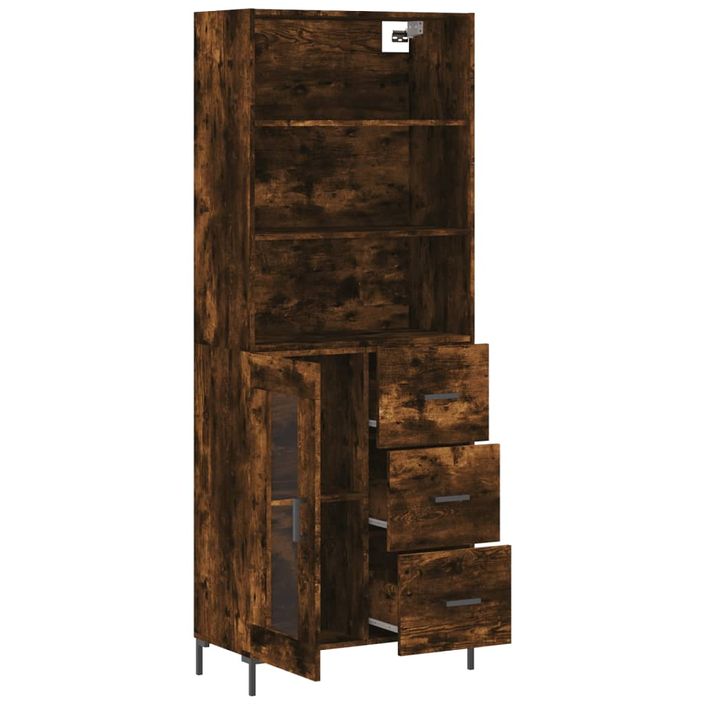 Buffet haut Chêne fumé 69,5x34x180 cm Bois d'ingénierie - Photo n°4