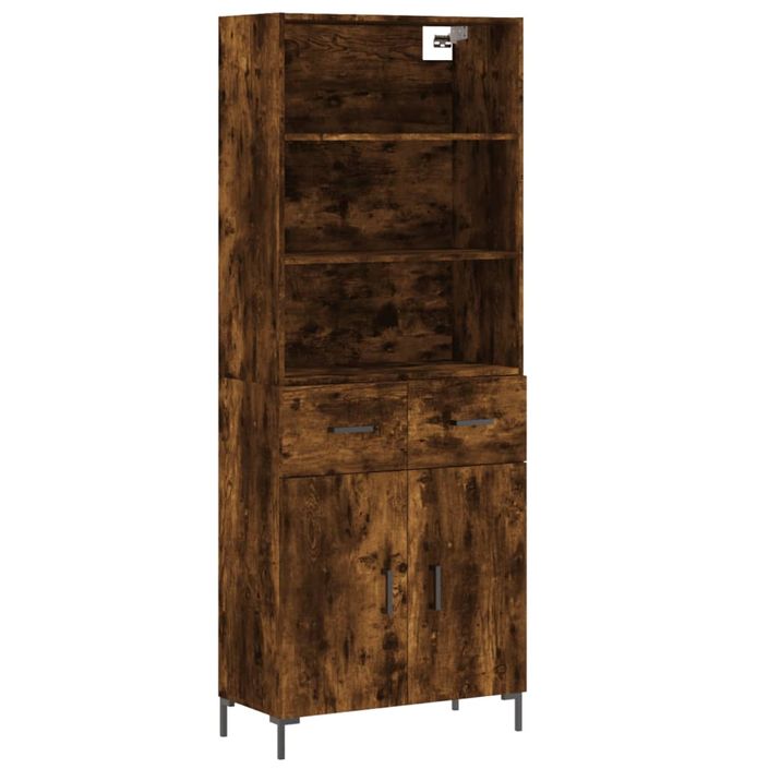 Buffet haut Chêne fumé 69,5x34x180 cm Bois d'ingénierie - Photo n°1