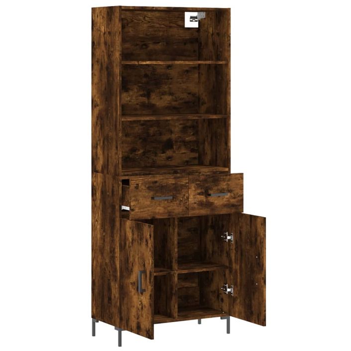 Buffet haut Chêne fumé 69,5x34x180 cm Bois d'ingénierie - Photo n°4