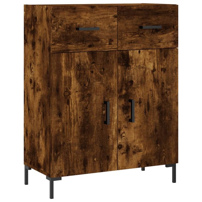 Buffet haut Chêne fumé 69,5x34x180 cm Bois d'ingénierie - Photo n°7