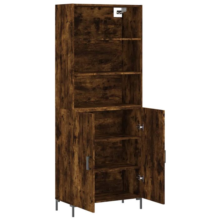 Buffet haut Chêne fumé 69,5x34x180 cm Bois d'ingénierie - Photo n°4