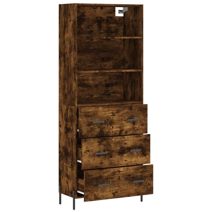 Buffet haut Chêne fumé 69,5x34x180 cm Bois d'ingénierie - Photo n°4