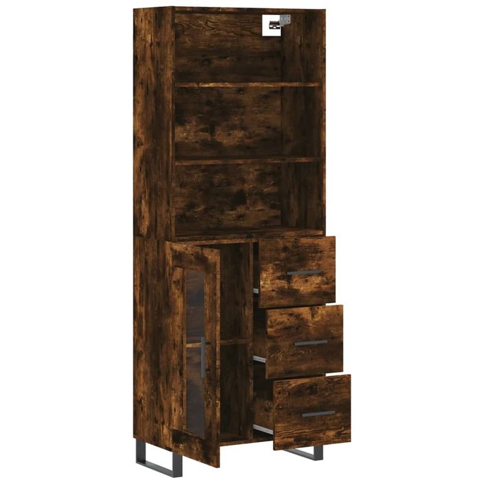 Buffet haut Chêne fumé 69,5x34x180 cm Bois d'ingénierie - Photo n°4