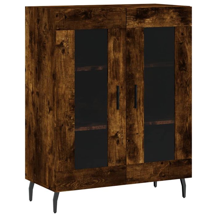 Buffet haut Chêne fumé 69,5x34x180 cm Bois d'ingénierie - Photo n°7