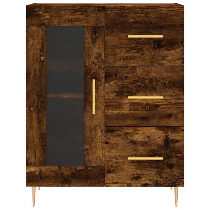 Buffet haut Chêne fumé 69,5x34x180 cm Bois d'ingénierie - Photo n°8