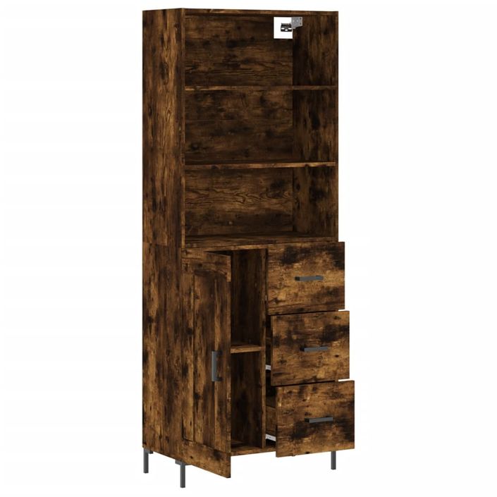 Buffet haut Chêne fumé 69,5x34x180 cm Bois d'ingénierie - Photo n°4