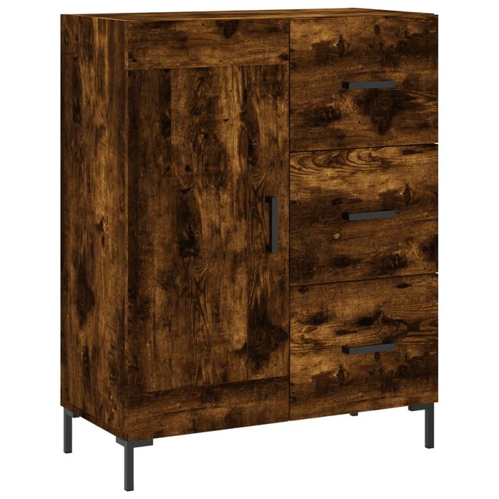 Buffet haut Chêne fumé 69,5x34x180 cm Bois d'ingénierie - Photo n°7