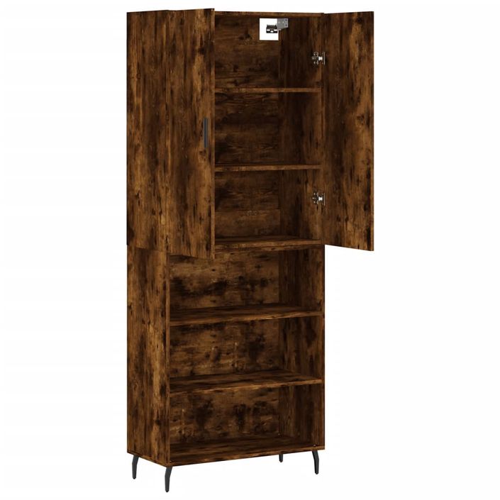 Buffet haut Chêne fumé 69,5x34x180 cm Bois d'ingénierie - Photo n°4