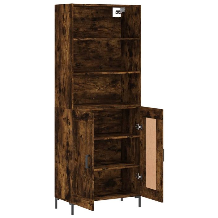 Buffet haut Chêne fumé 69,5x34x180 cm Bois d'ingénierie - Photo n°4