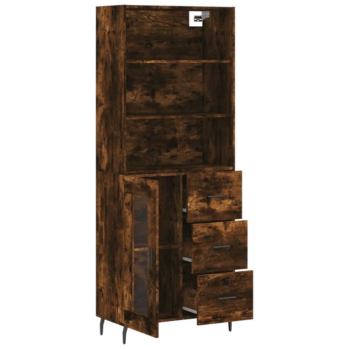 Buffet haut Chêne fumé 69,5x34x180 cm Bois d'ingénierie - Photo n°4