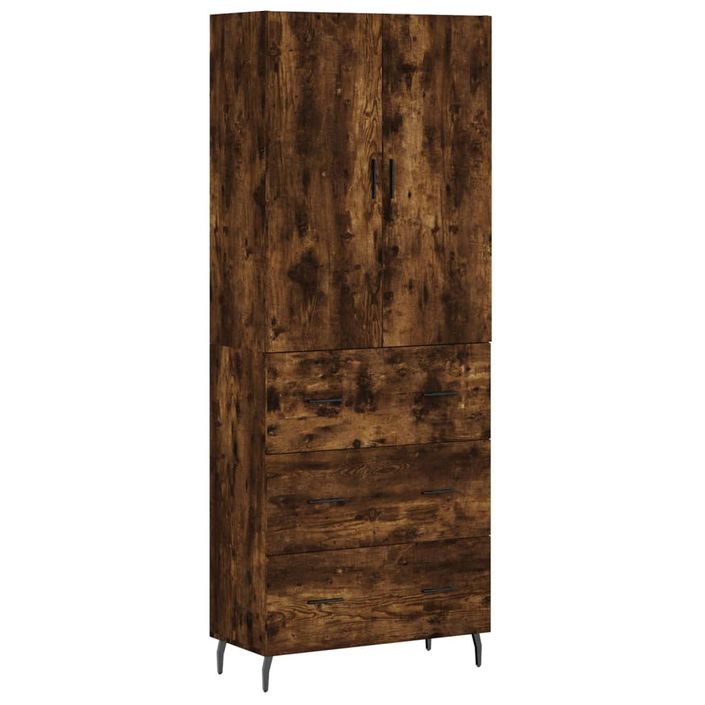 Buffet haut Chêne fumé 69,5x34x180 cm Bois d'ingénierie - Photo n°1