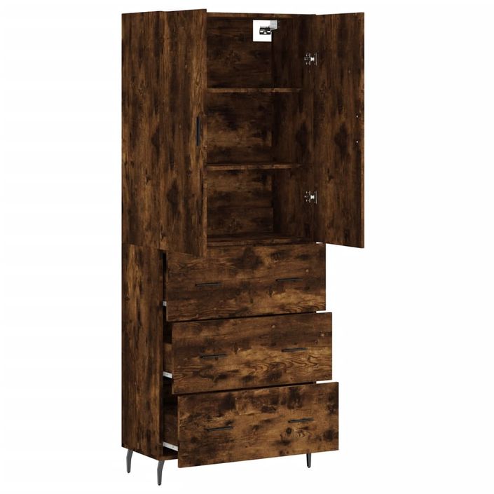 Buffet haut Chêne fumé 69,5x34x180 cm Bois d'ingénierie - Photo n°4