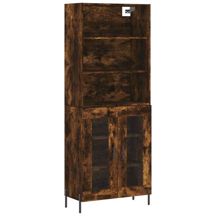 Buffet haut Chêne fumé 69,5x34x180 cm Bois d'ingénierie - Photo n°1