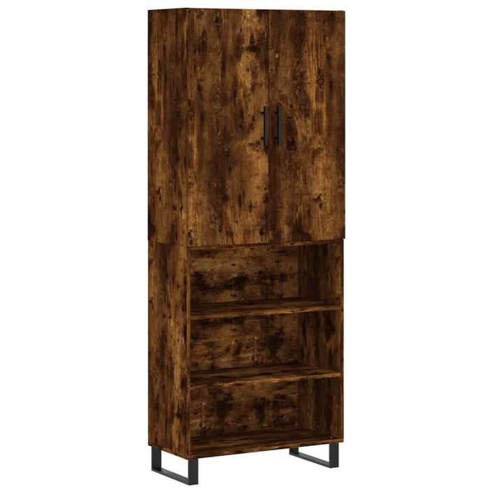 Buffet haut Chêne fumé 69,5x34x180 cm Bois d'ingénierie - Photo n°1