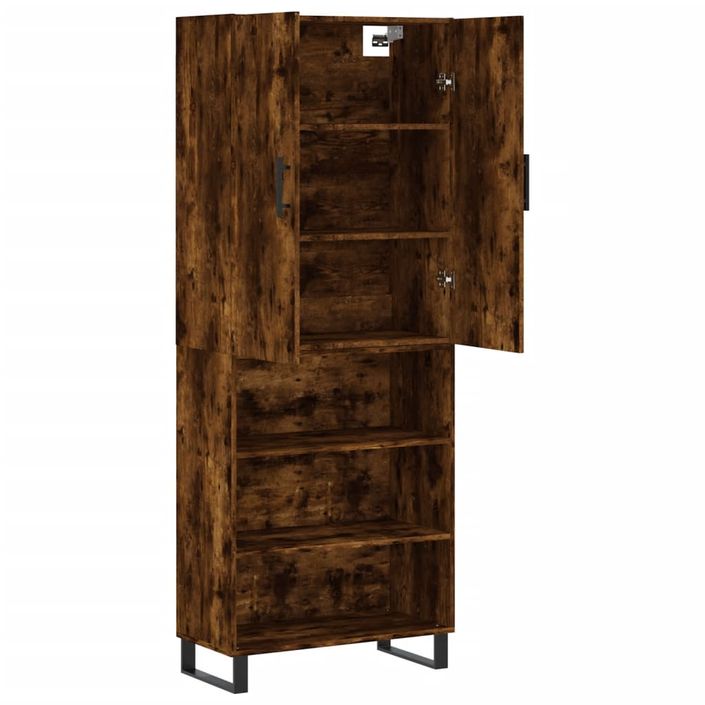 Buffet haut Chêne fumé 69,5x34x180 cm Bois d'ingénierie - Photo n°4