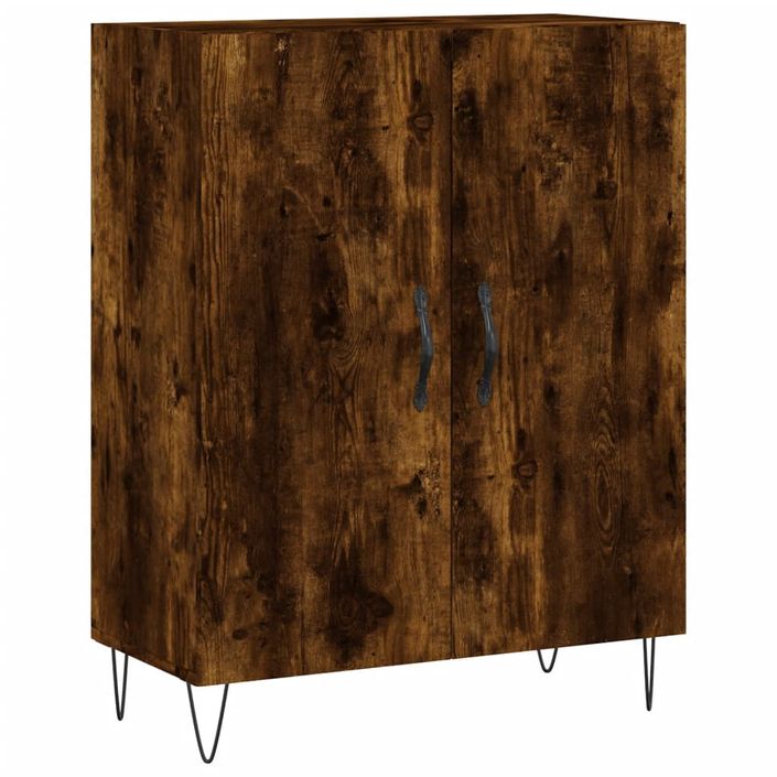 Buffet haut Chêne fumé 69,5x34x180 cm Bois d'ingénierie - Photo n°7