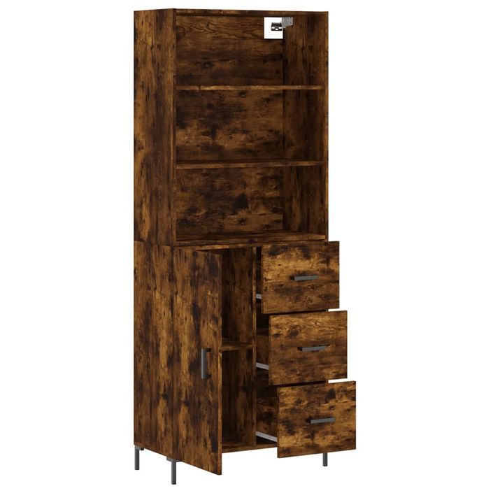 Buffet haut Chêne fumé 69,5x34x180 cm Bois d'ingénierie - Photo n°4